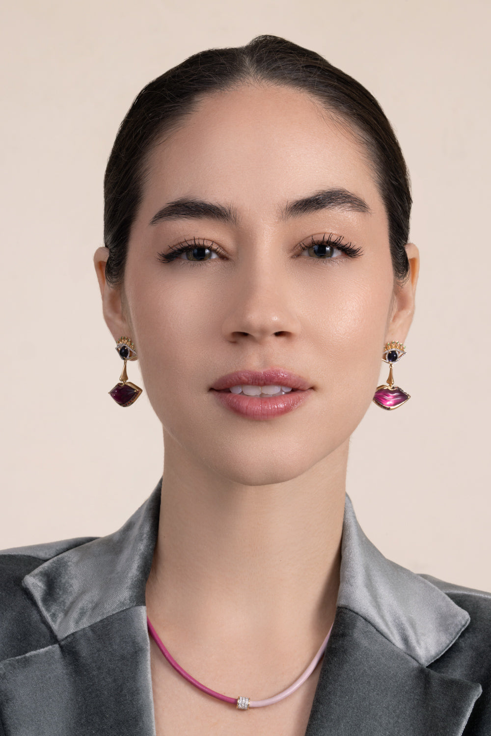 Eye, Nose, Lips Drop Earrings