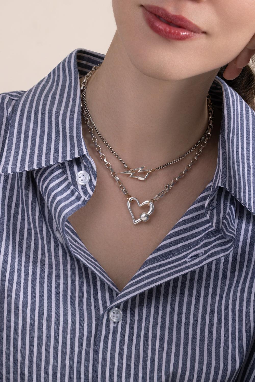 Freeform Heartlock - Silver-SILVER-JEWELRYFINE JEWELPENDANT-MARLA AARON