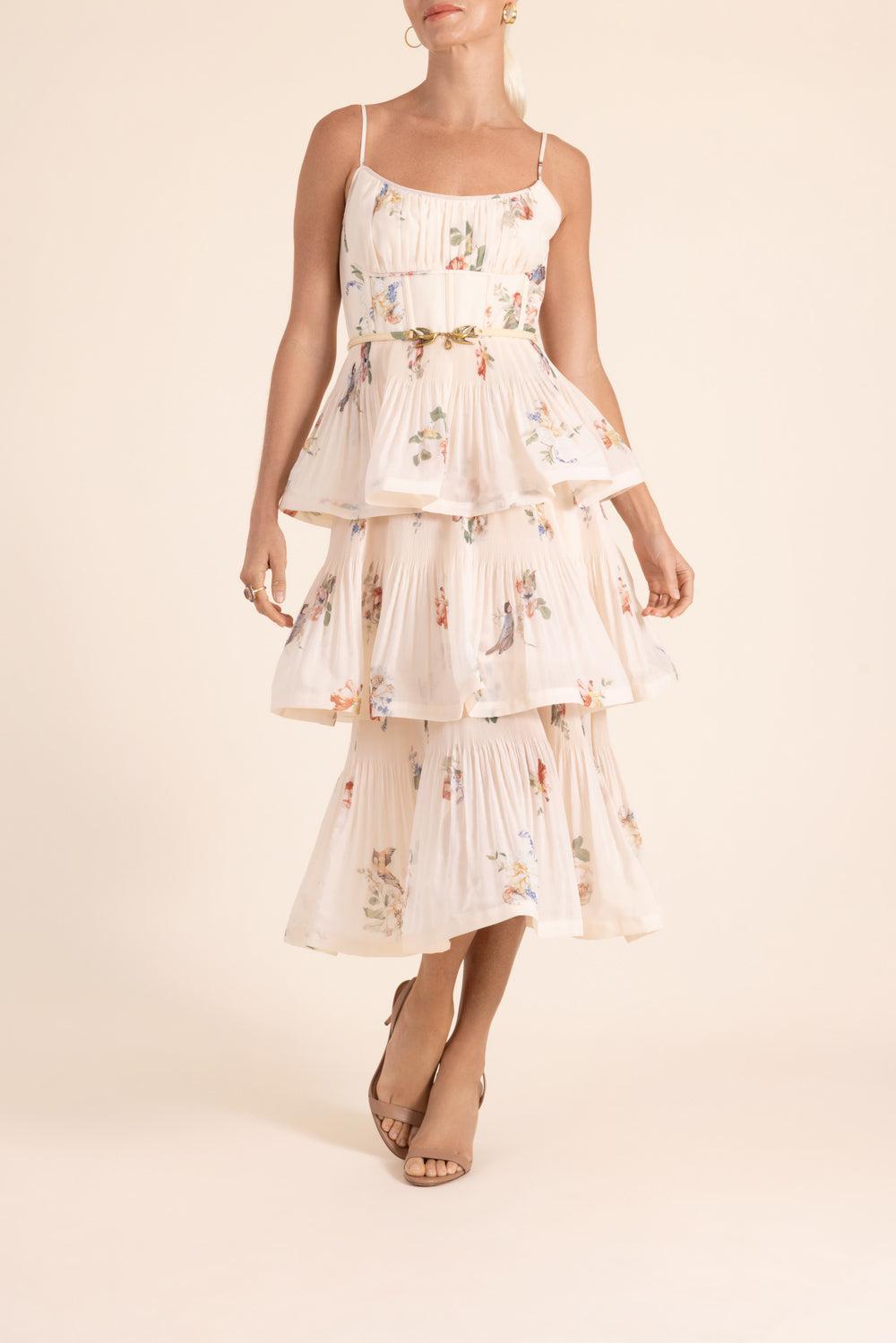 Pleated Tiered Midi Dress-NOVELTY-0-CLOTHINGDRESSCASUAL-ZIMMERMANN