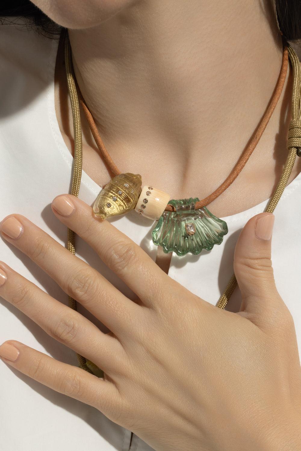 Amethyst Diamond Grande Capri Shell Charm-ROSE GOLD-JEWELRYFINE JEWELPENDANT-DEZSO BY SARA BELTRAN