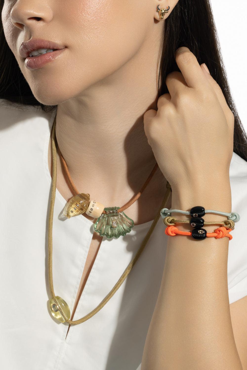 Classic Lemon Quartz Sillimanite Bead Necklace-ROSE GOLD-JEWELRYFINE JEWELNECKLACE O-DEZSO BY SARA BELTRAN