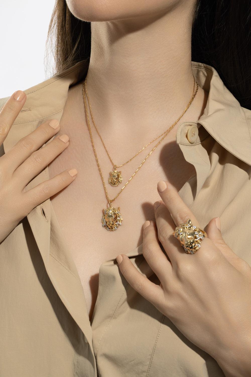 Medium Leo Zodiac Necklace-YELLOW GOLD-18-JEWELRYFINE JEWELNECKLACE O-BRENT NEALE