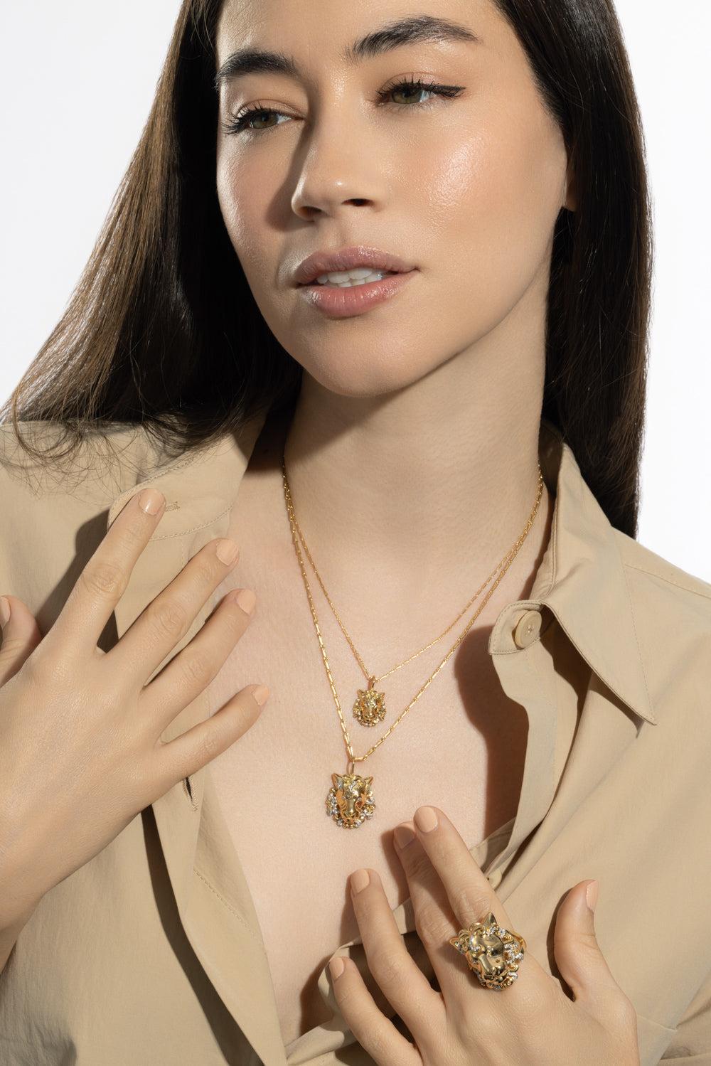 Medium Leo Zodiac Necklace-YELLOW GOLD-18-JEWELRYFINE JEWELNECKLACE O-BRENT NEALE