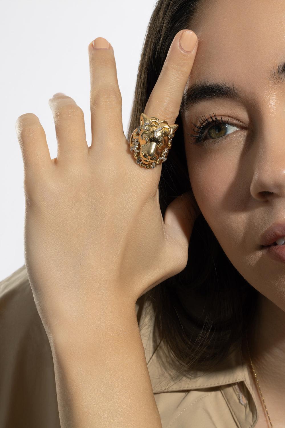 Leo Zodiac Ring-YELLOW GOLD-7.5-JEWELRYFINE JEWELRING-BRENT NEALE