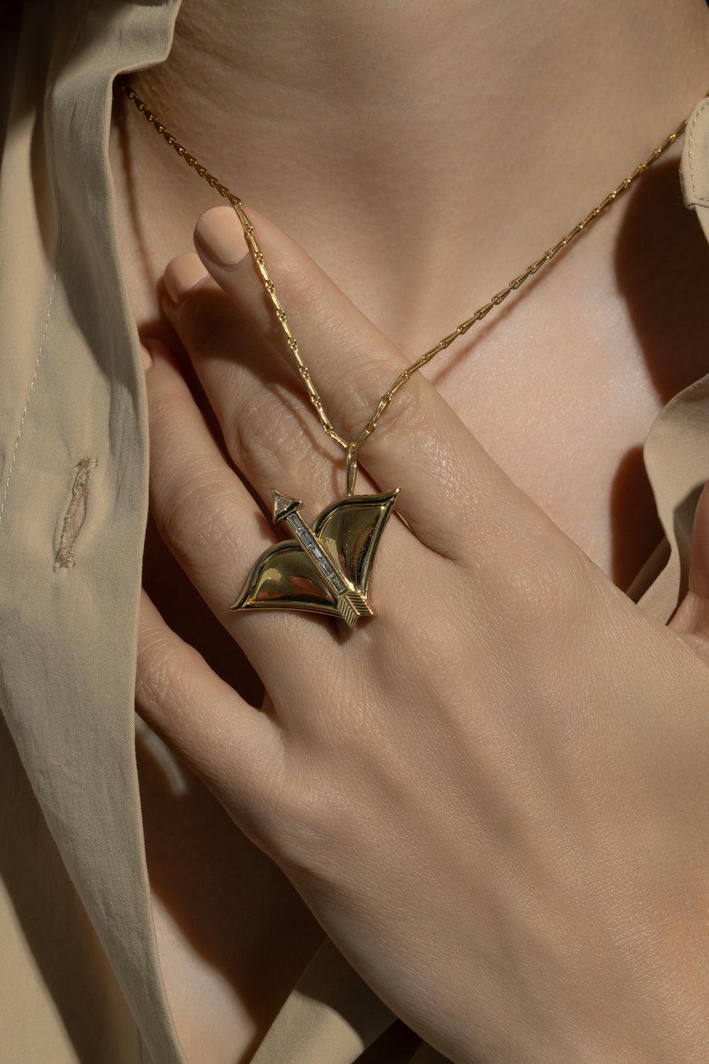 Medium Sagittarius Zodiac Necklace-YELLOW GOLD-18-JEWELRYFINE JEWELNECKLACE O-BRENT NEALE