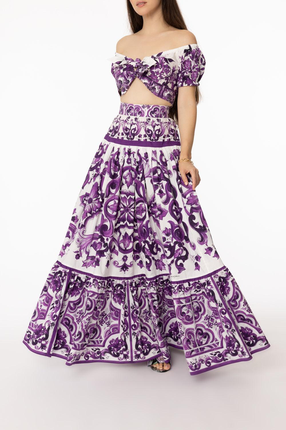 Maiolica Maxi Skirt-MXMAIVIO-40-CLOTHINGSKIRTMAXI-DOLCE & GABBANA