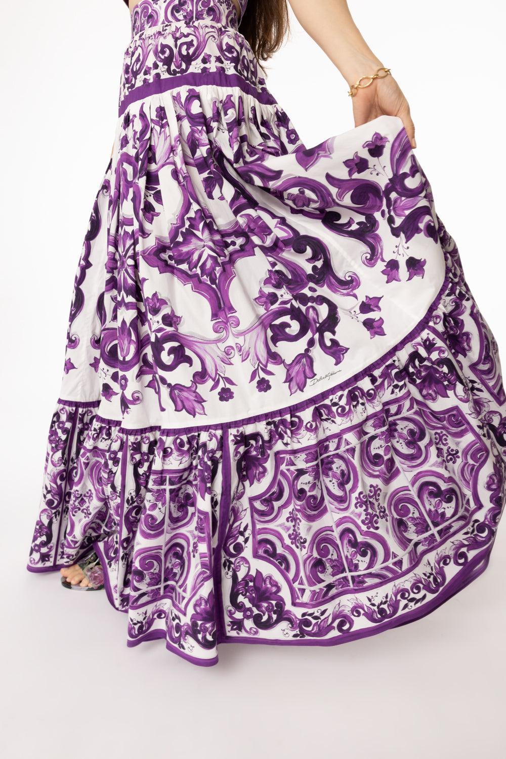 Maiolica Maxi Skirt-MXMAIVIO-40-CLOTHINGSKIRTMAXI-DOLCE & GABBANA