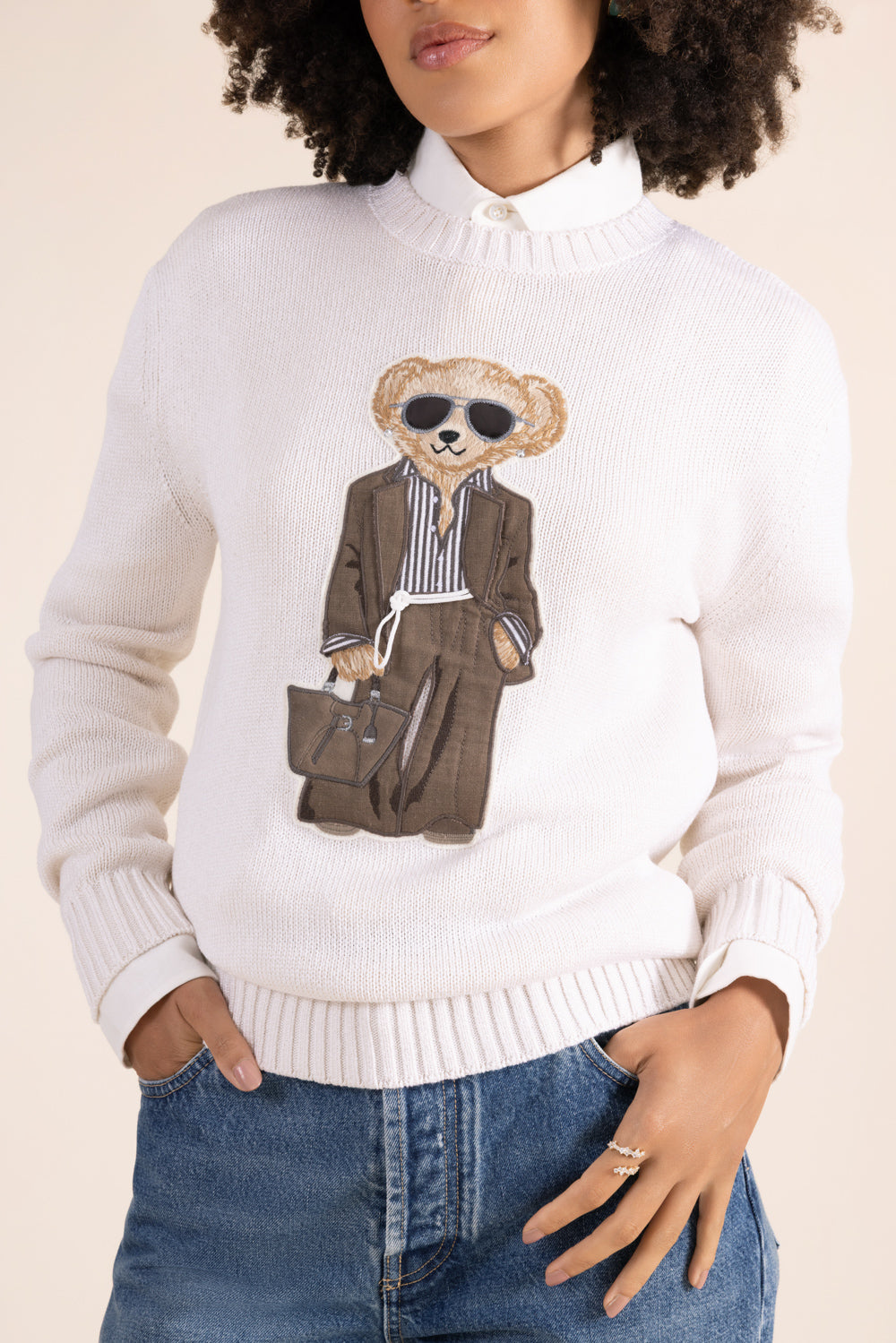 Summer Polo Bear Crewneck Sweater-CREAM-XS-CLOTHINGTOPKNITS-RALPH LAUREN