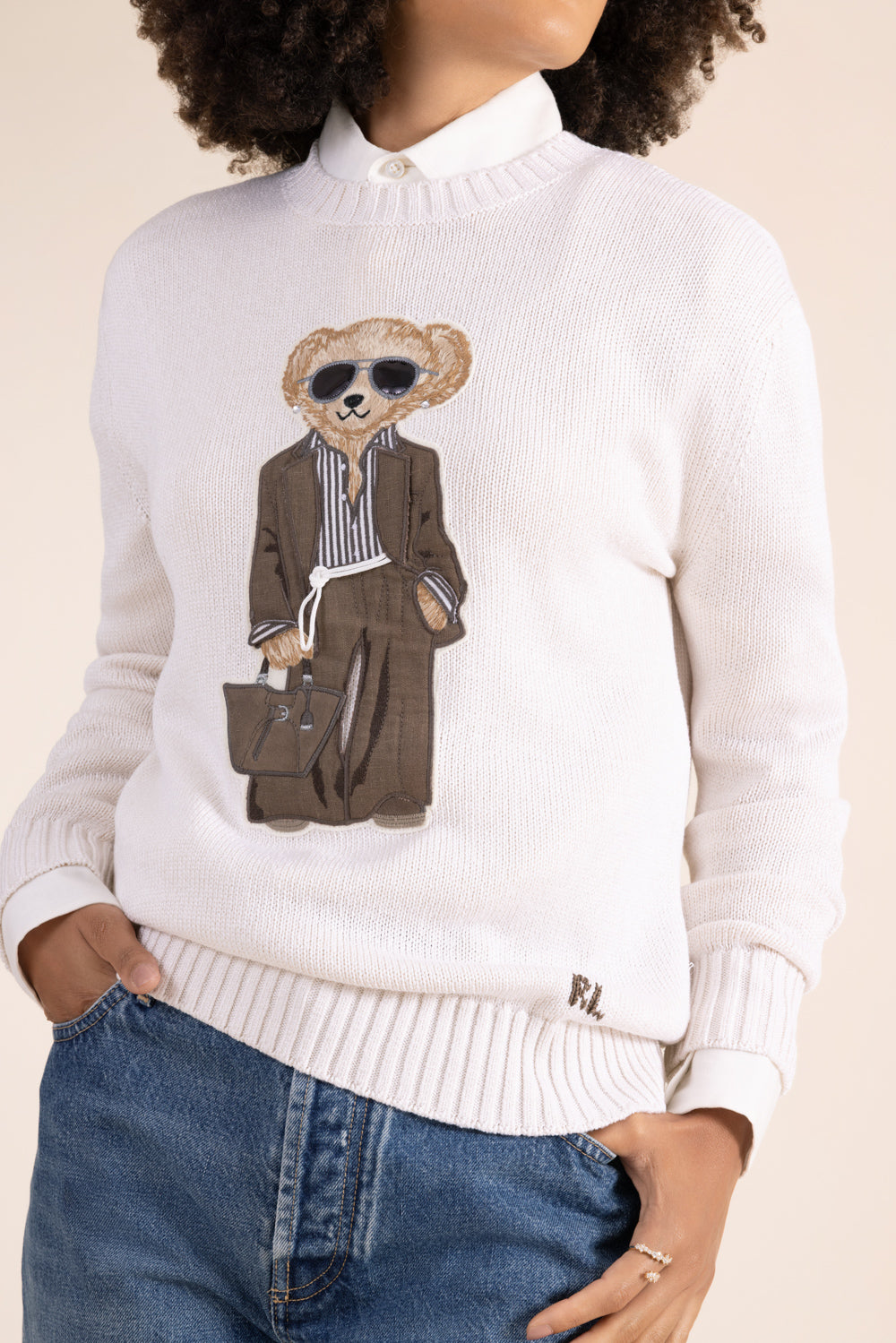 Summer Polo Bear Crewneck Sweater-CREAM-XS-CLOTHINGTOPKNITS-RALPH LAUREN