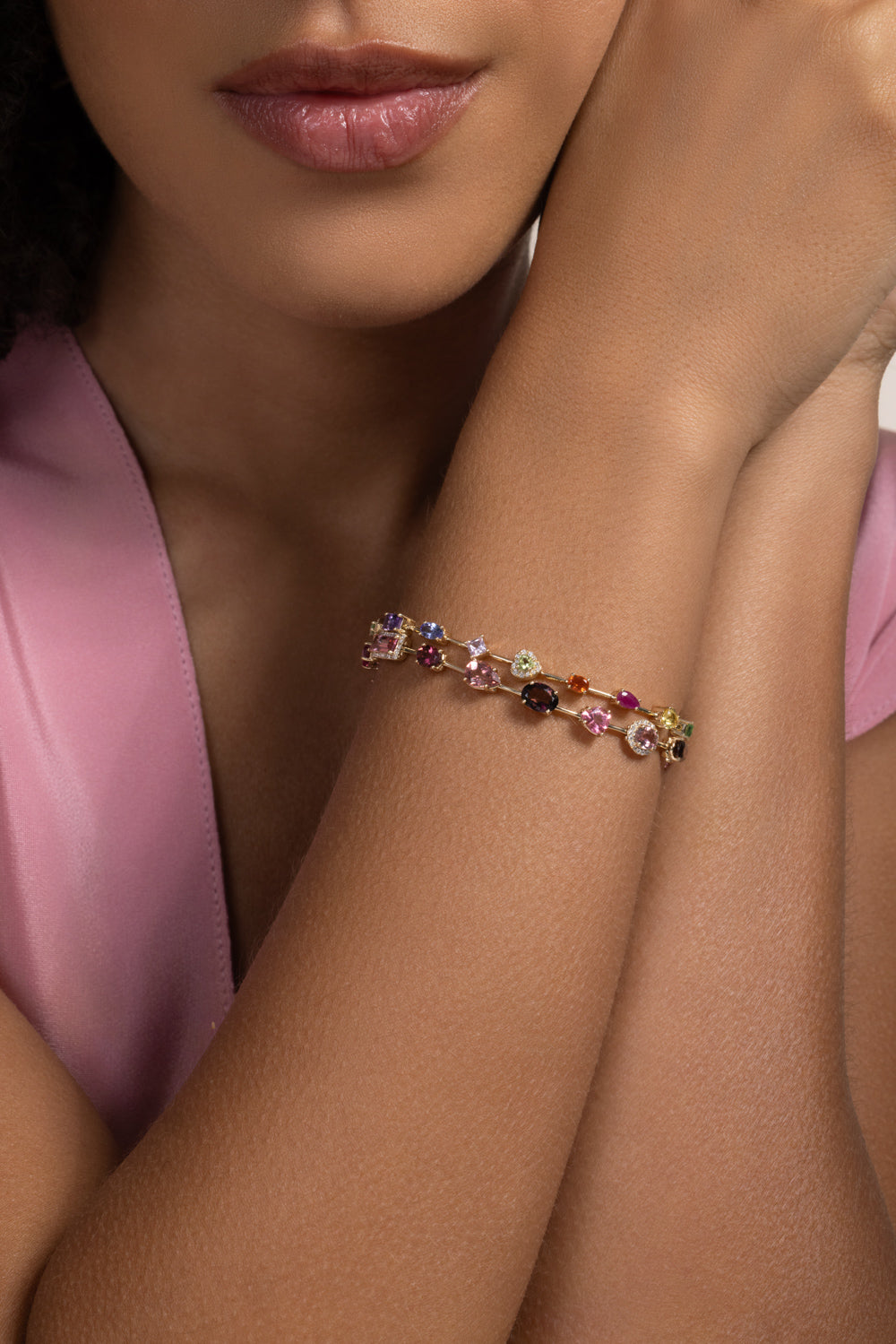 Pink Rock Candy Bracelet-YELLOW GOLD-6.5-JEWELRYFINE JEWELBRACELET O-EDEN PRESLEY