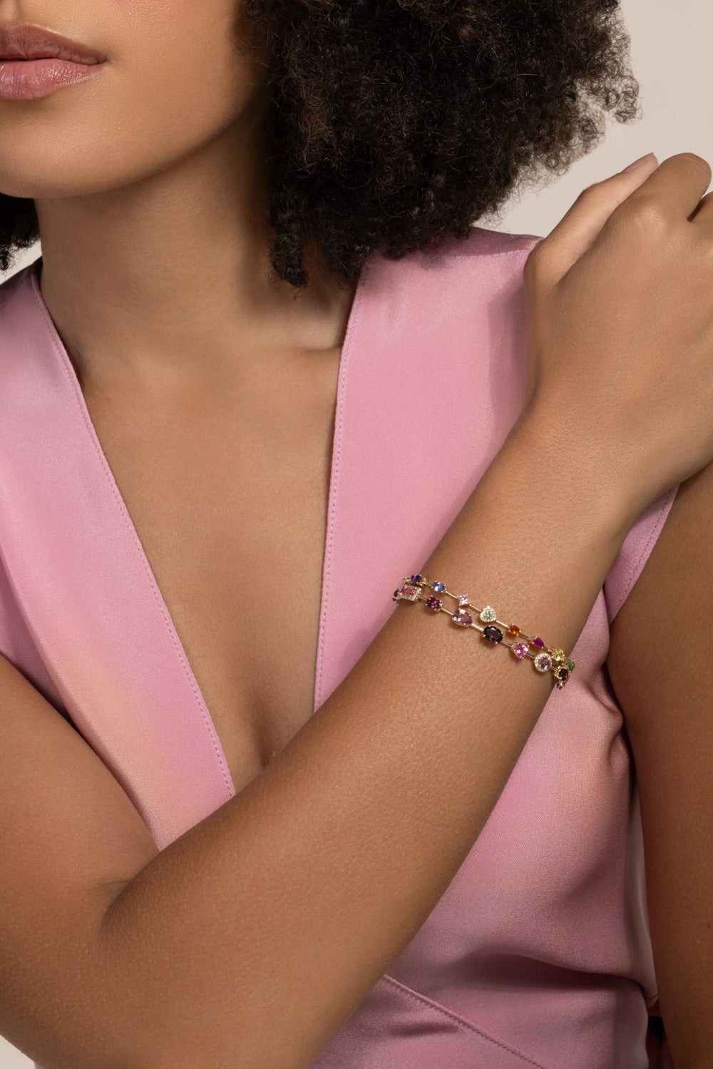Sapphire Diamond Rainbow Mini Rock Candy Bracelet-YELLOW GOLD-6.5-JEWELRYFINE JEWELBRACELET O-EDEN PRESLEY