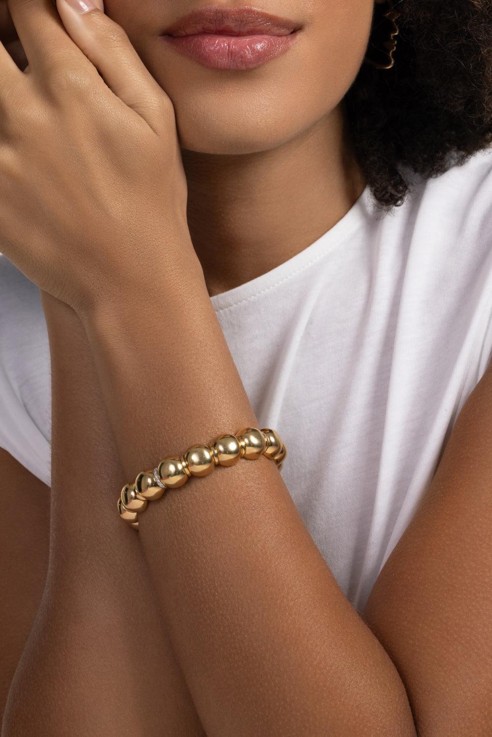 Diamond Aura Dama Beads Bracelet-YELLOW GOLD-JEWELRYFINE JEWELBRACELET O-ROBERTO DEMEGLIO