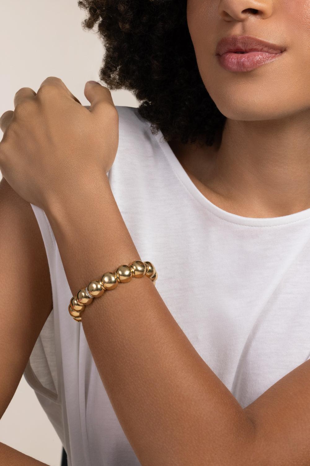 Diamond Aura Dama Beads Bracelet-YELLOW GOLD-JEWELRYFINE JEWELBRACELET O-ROBERTO DEMEGLIO
