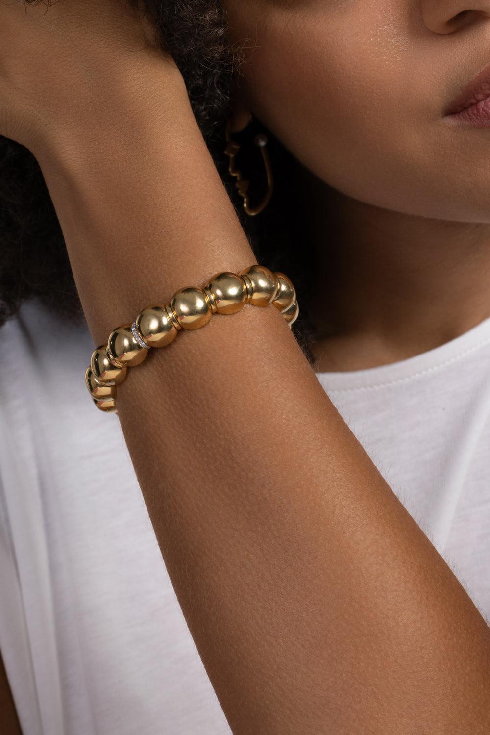 Diamond Aura Dama Beads Bracelet-YELLOW GOLD-JEWELRYFINE JEWELBRACELET O-ROBERTO DEMEGLIO