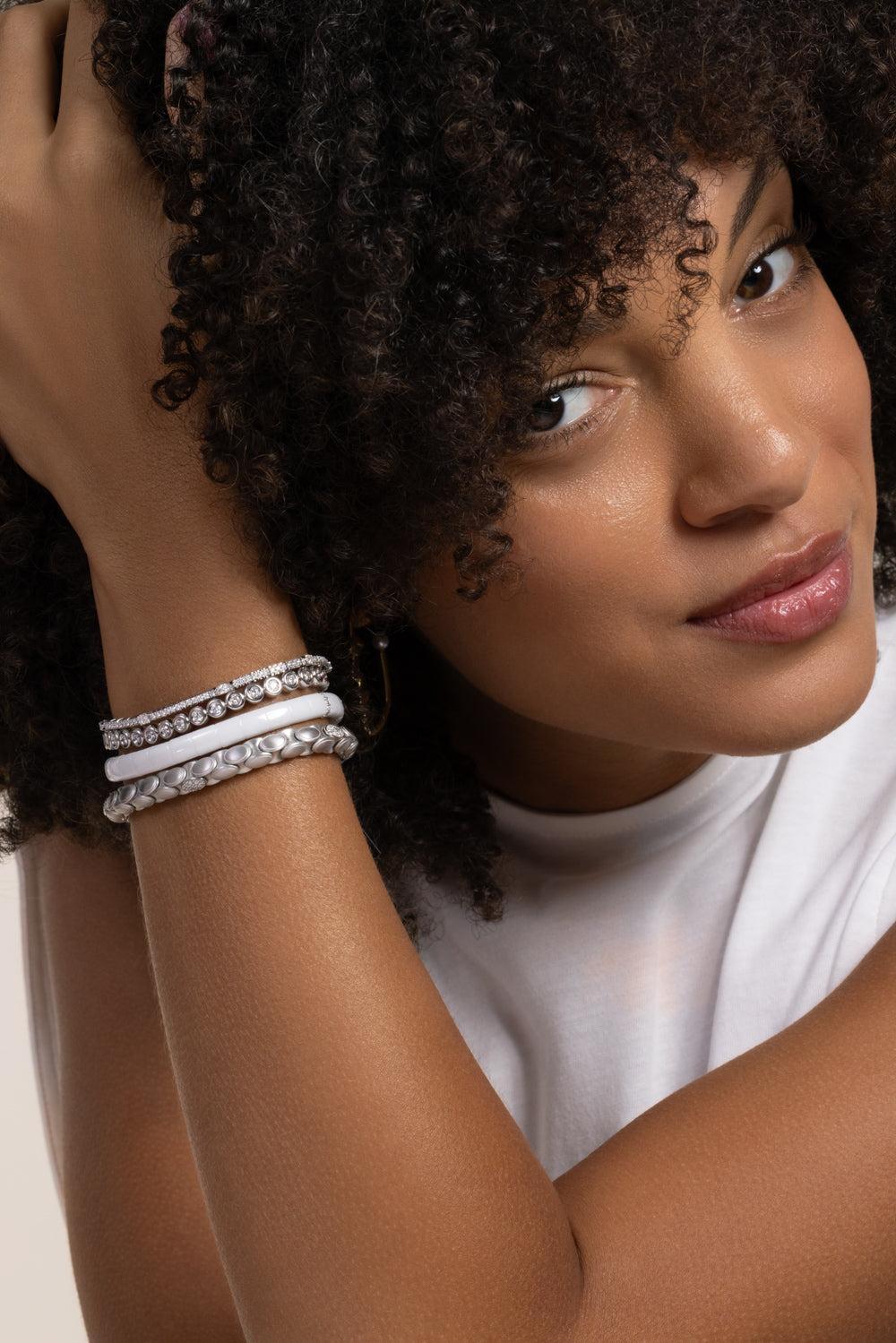 Five Diamond Anaconda Bracelet-WHITE GOLD-JEWELRYFINE JEWELBRACELET O-ROBERTO DEMEGLIO