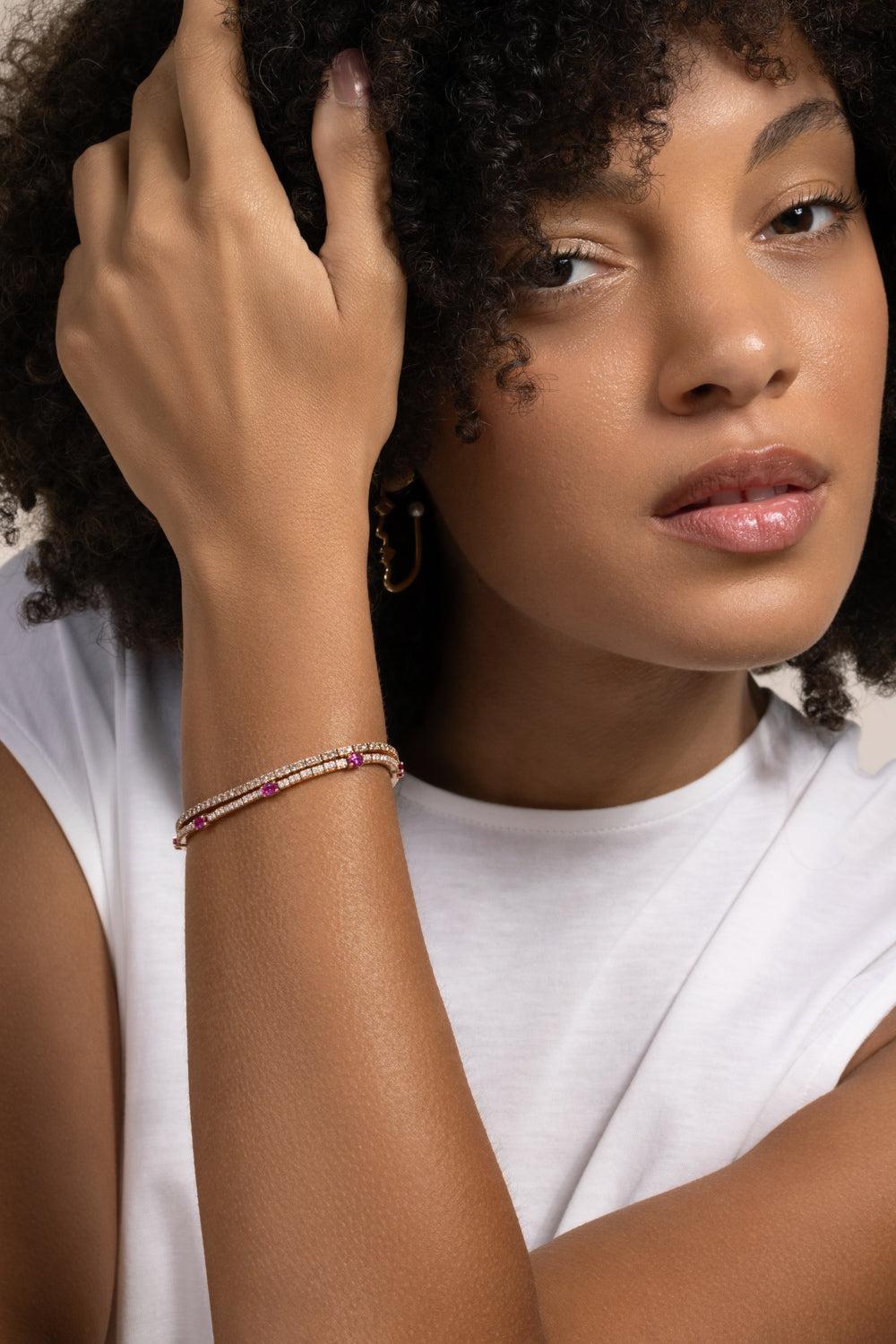 Brown Diamond Stretch Tennis Bracelet-ROSE GOLD-JEWELRYFINE JEWELBRACELET O-ROBERTO DEMEGLIO