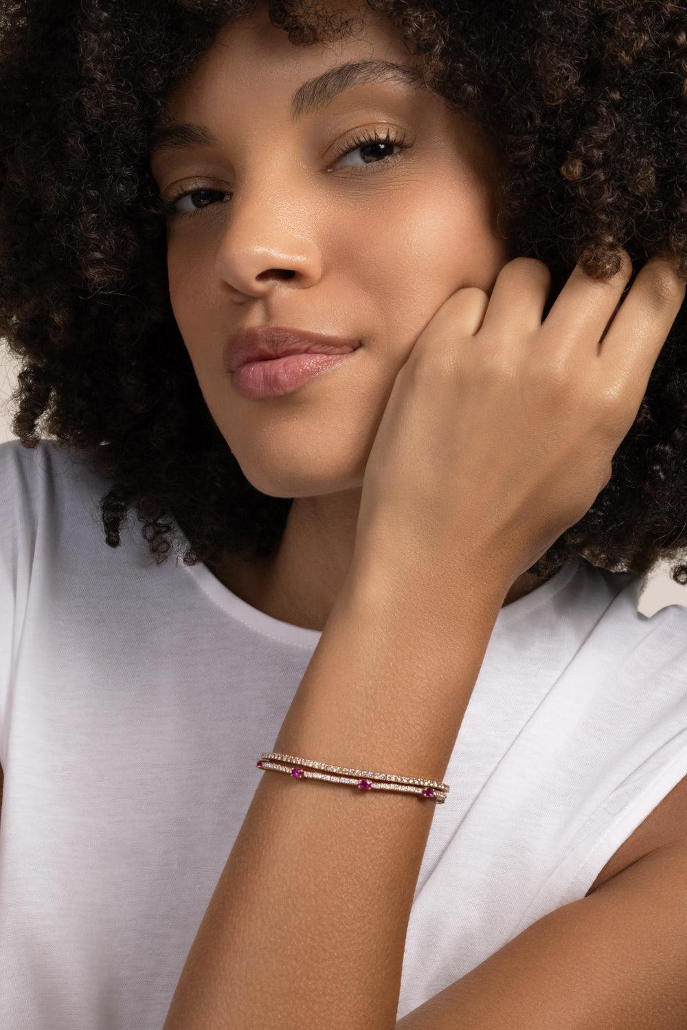 Brown Diamond Stretch Tennis Bracelet-ROSE GOLD-JEWELRYFINE JEWELBRACELET O-ROBERTO DEMEGLIO