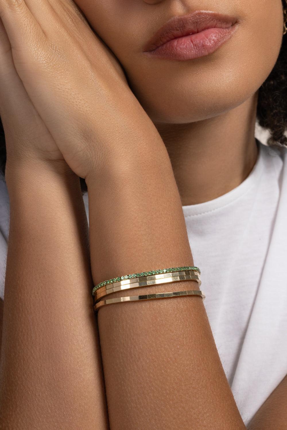 Tsavorite Stretch Tennis Bracelet-YELLOW GOLD-JEWELRYFINE JEWELBRACELET O-ROBERTO DEMEGLIO