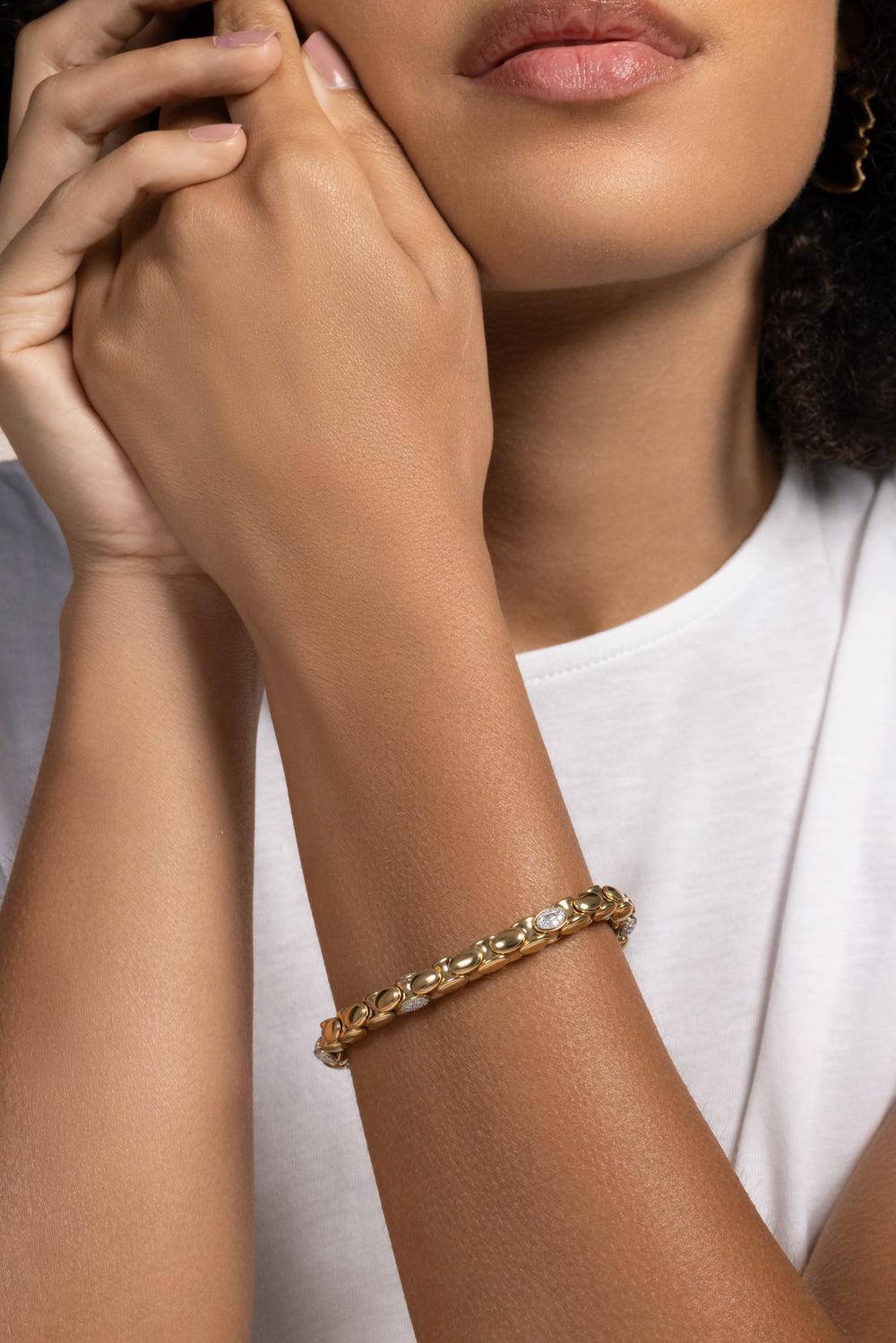 Six Diamond Anaconda Aura Bracelet-YELLOW GOLD-JEWELRYFINE JEWELBRACELET O-ROBERTO DEMEGLIO