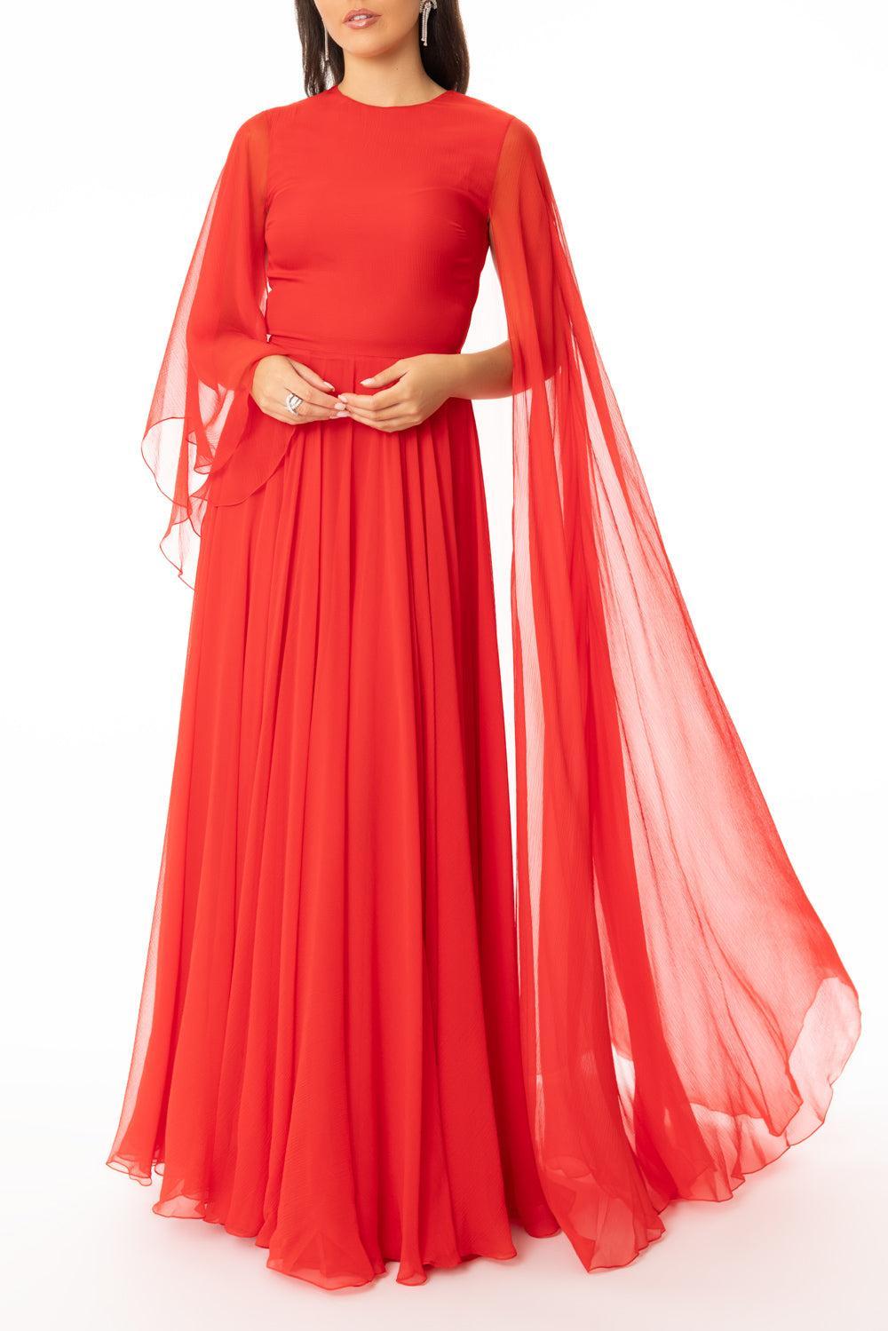 Long Drape Dress-RED-36-CLOTHINGDRESSGOWN-GIVENCHY