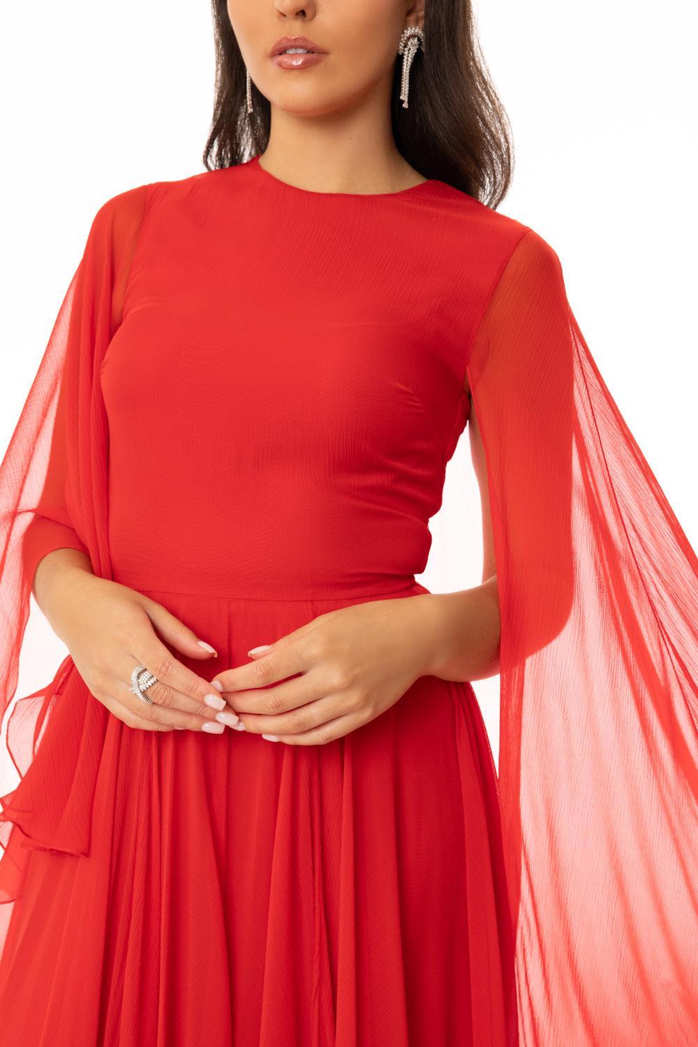 Long Drape Dress-RED-36-CLOTHINGDRESSGOWN-GIVENCHY