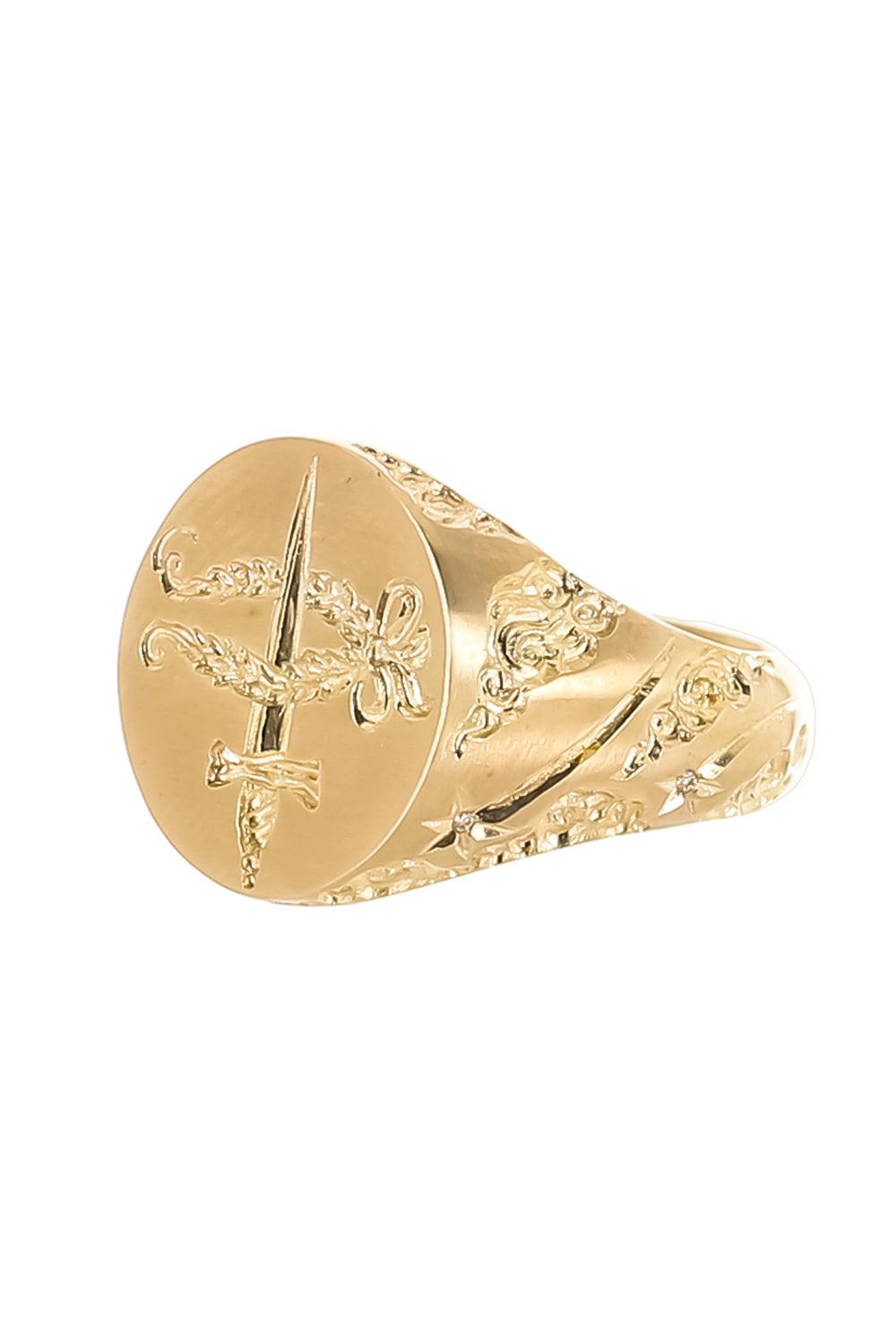 Diamond Shield Maiden Signet Ring