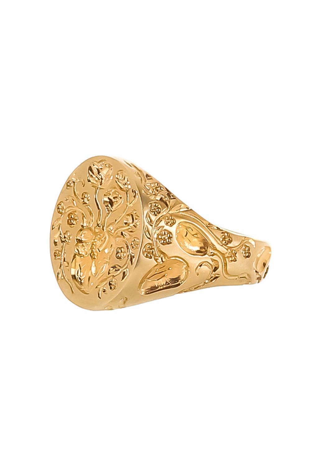 Diamond Mini Heart Signet Ring-YELLOW GOLD-3-JEWELRYFINE JEWELRING-CASTRO SMITH