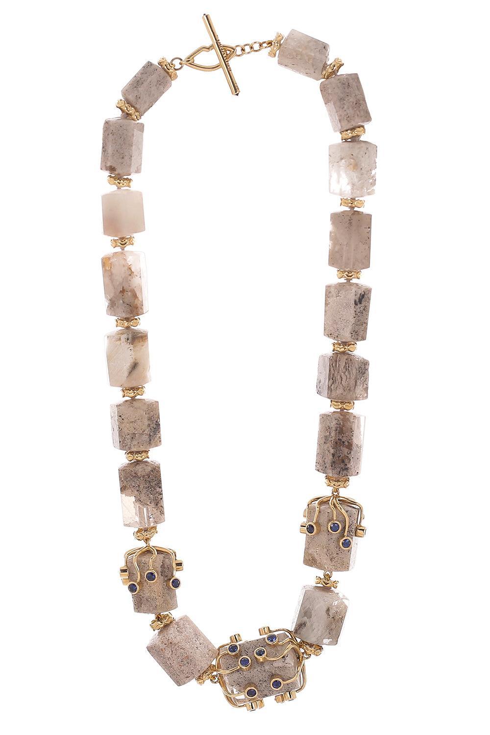 Quartz Sapphire Garden Eye Lash Necklace-YELLOW GOLD-19-JEWELRYFINE JEWELNECKLACE O-EDINA KISS