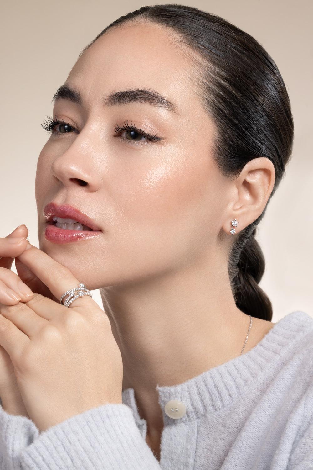 Diamond Small Star Set Starry Night Earrings-WHITE GOLD-JEWELRYFINE JEWELEARRING-KWIAT