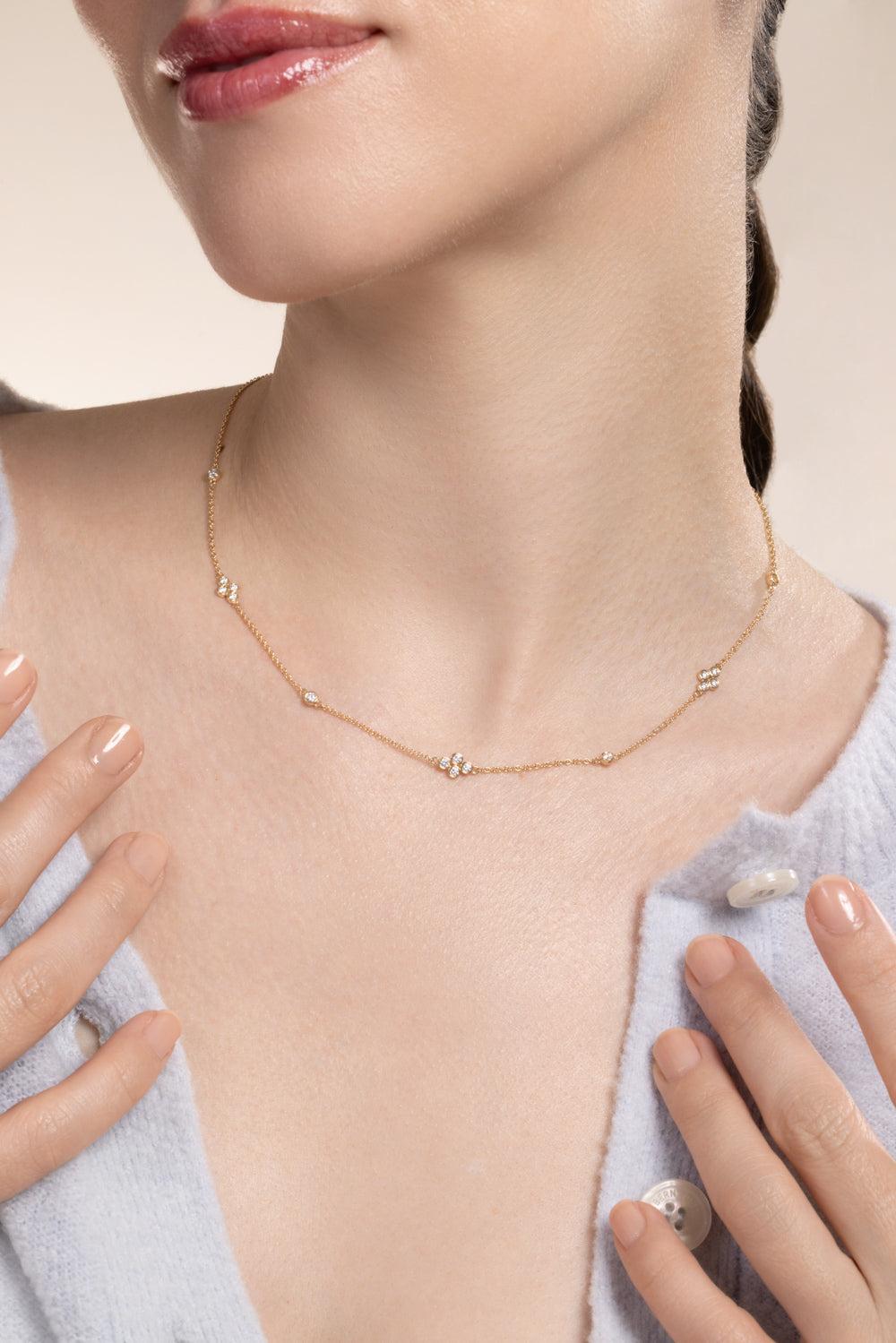 Diamond Quad String Necklace-YELLOW GOLD-16-JEWELRYFINE JEWELNECKLACE O-KWIAT