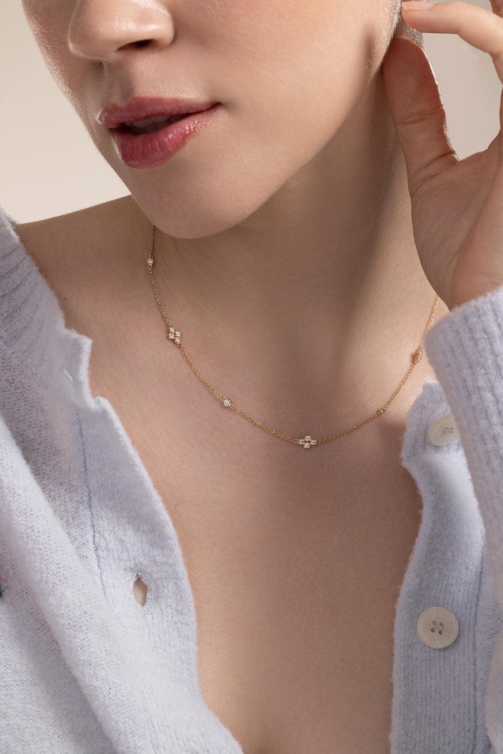 Diamond Quad String Necklace-YELLOW GOLD-16-JEWELRYFINE JEWELNECKLACE O-KWIAT