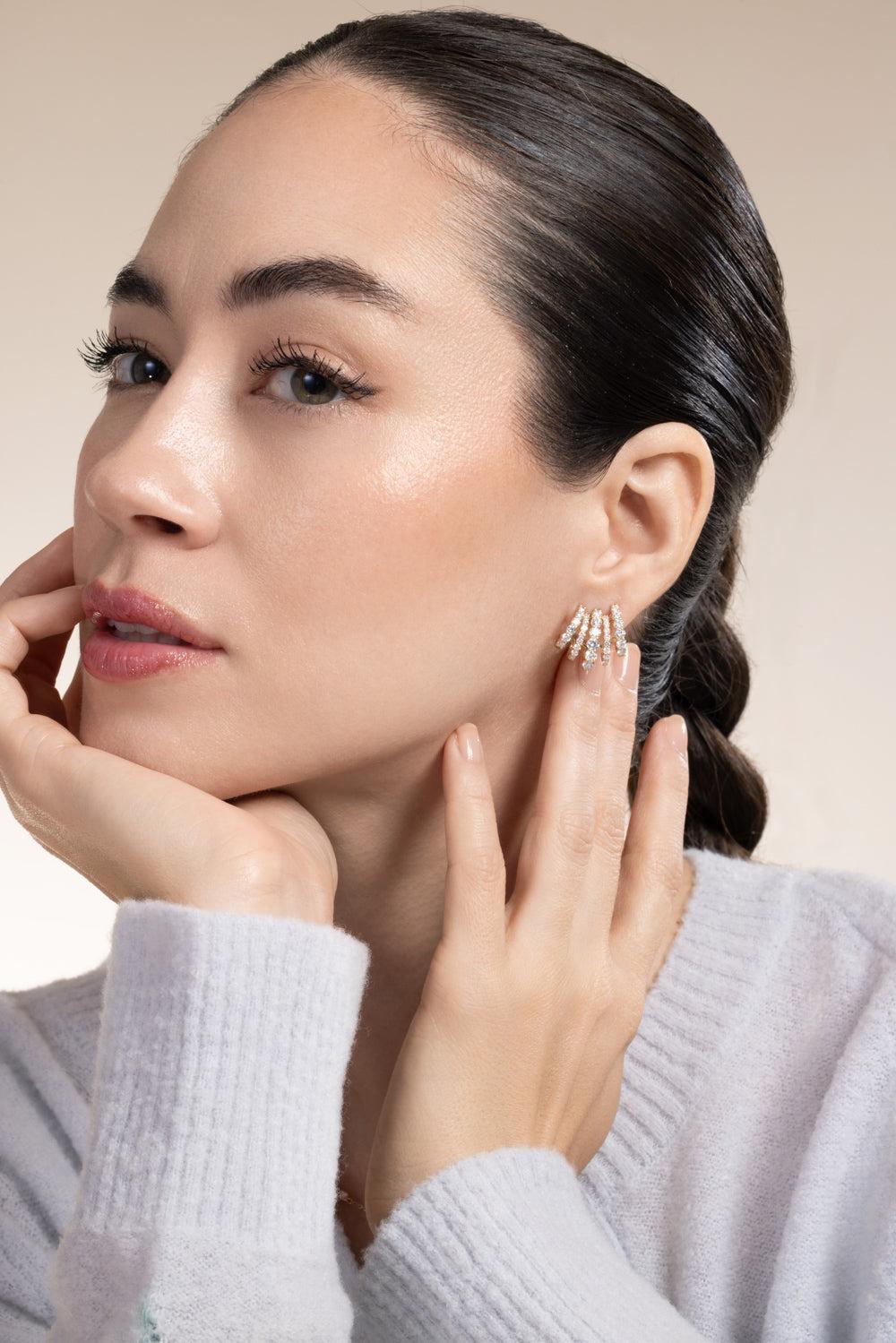 Diamond Five Row Ear Cuff Earrings - Yellow Gold-YELLOW GOLD-JEWELRYFINE JEWELEARRING-KWIAT