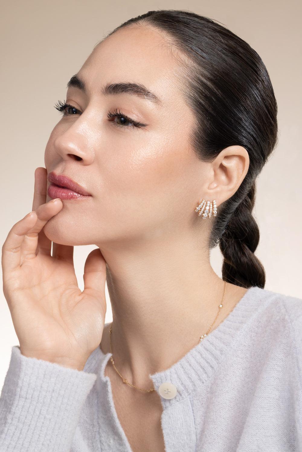 Diamond Five Row Ear Cuff Earrings - Yellow Gold-YELLOW GOLD-JEWELRYFINE JEWELEARRING-KWIAT