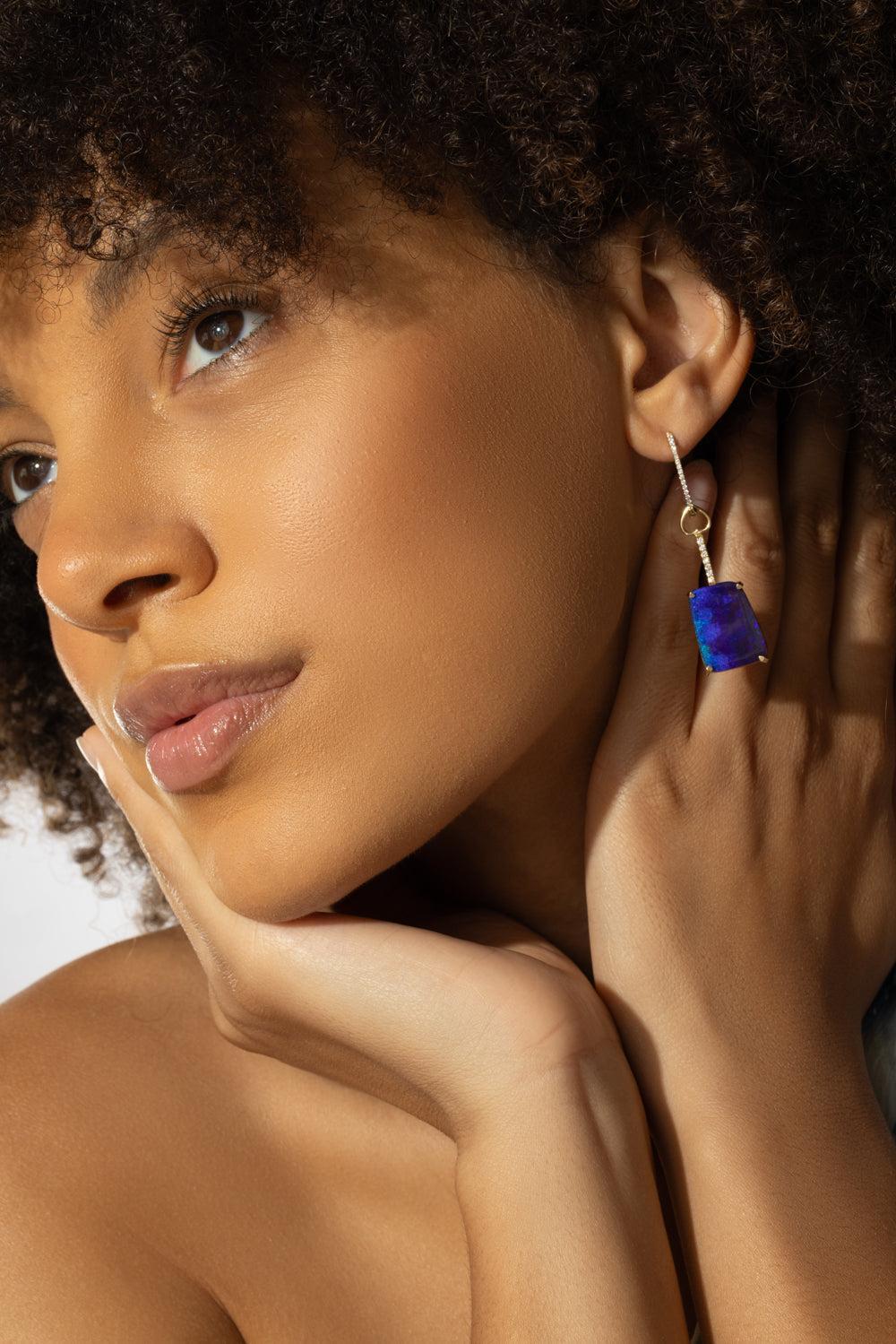 Australian Boulder Opal Drop Earrings-YELLOW GOLD-JEWELRYFINE JEWELEARRING-LISA NIK