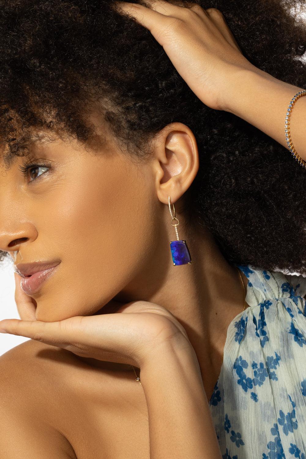 Australian Boulder Opal Drop Earrings-YELLOW GOLD-JEWELRYFINE JEWELEARRING-LISA NIK