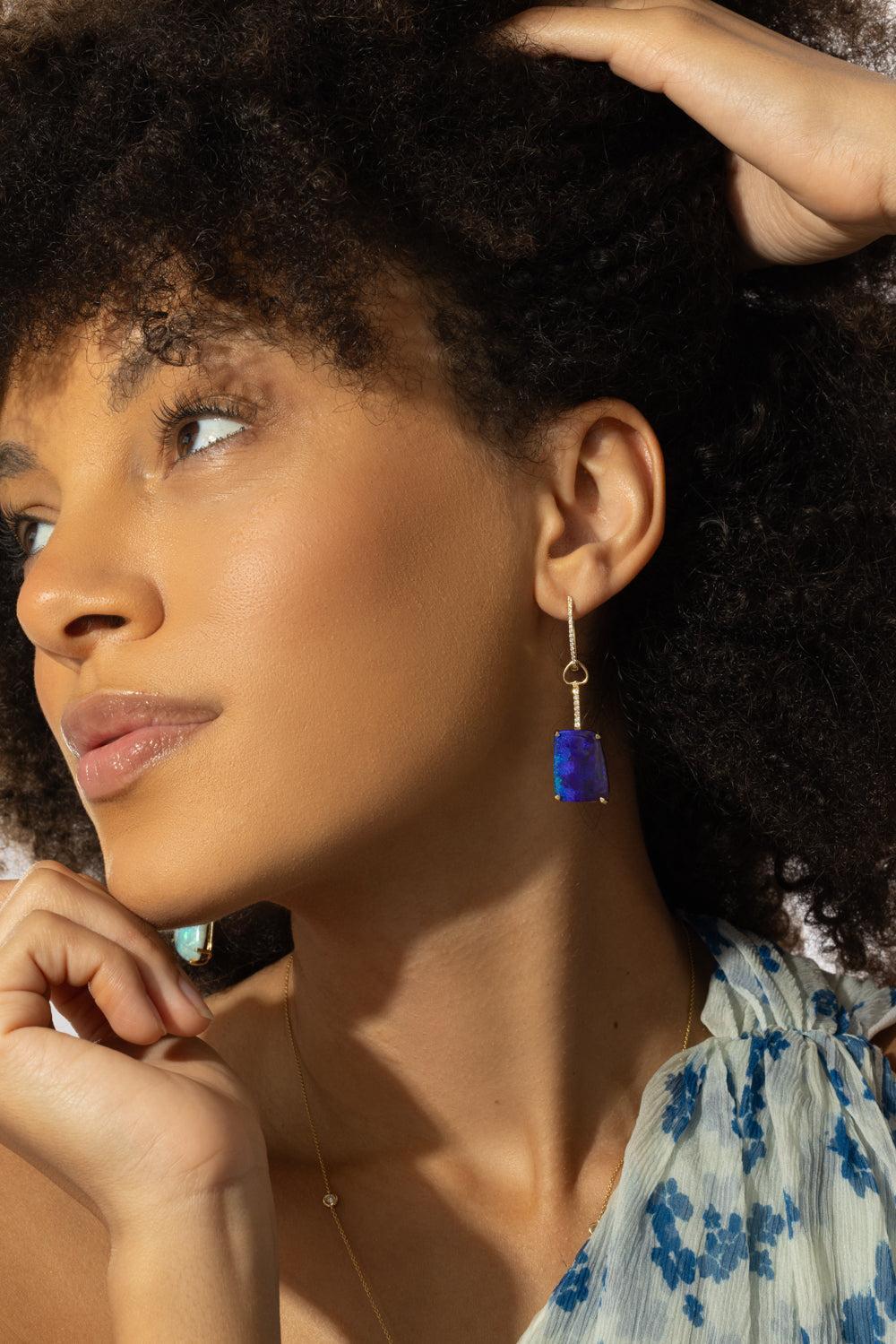 Australian Boulder Opal Drop Earrings-YELLOW GOLD-JEWELRYFINE JEWELEARRING-LISA NIK