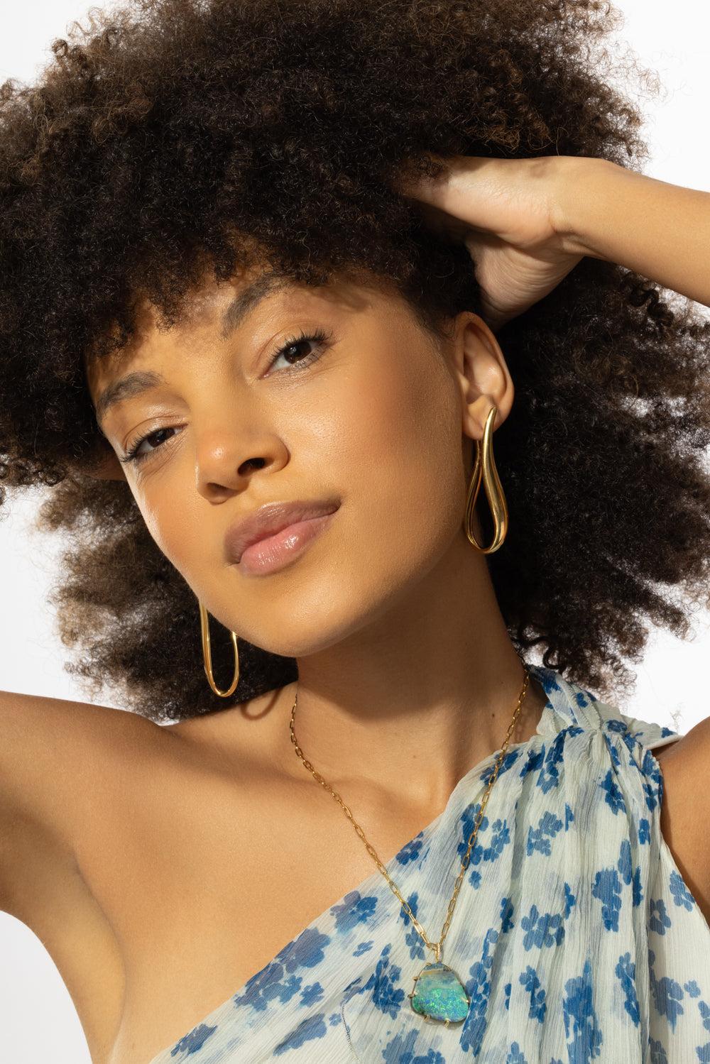 Elongated Wavy Earrings-YELLOW GOLD-JEWELRYFINE JEWELEARRING-LISA NIK
