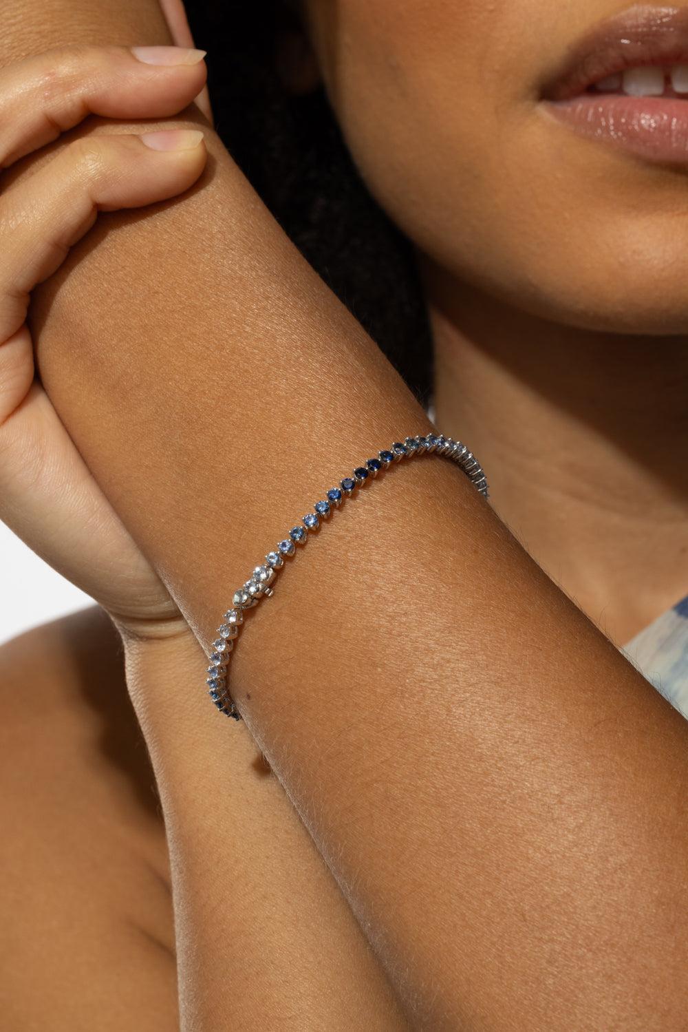 Blue Sapphire Ombre Bracelet - White Gold-WHITE GOLD-JEWELRYFINE JEWELBRACELET O-LISA NIK