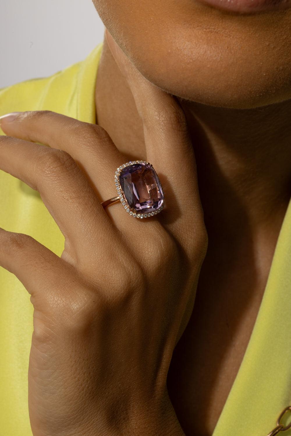 Gossip Lavender Amethyst Diamond Ring-YELLOW GOLD-7-JEWELRYFINE JEWELRING-GOSHWARA
