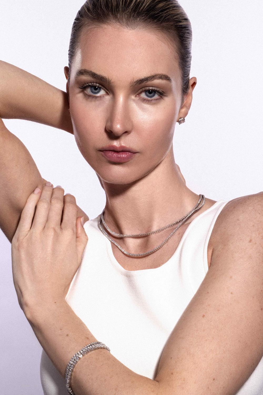 Lab-Grown Diamond Tennis Necklace - 6ct - White Gold-WHITE GOLD-18-JEWELRYFINE JEWELNECKLACE O-WITH LOVE TRAVEL