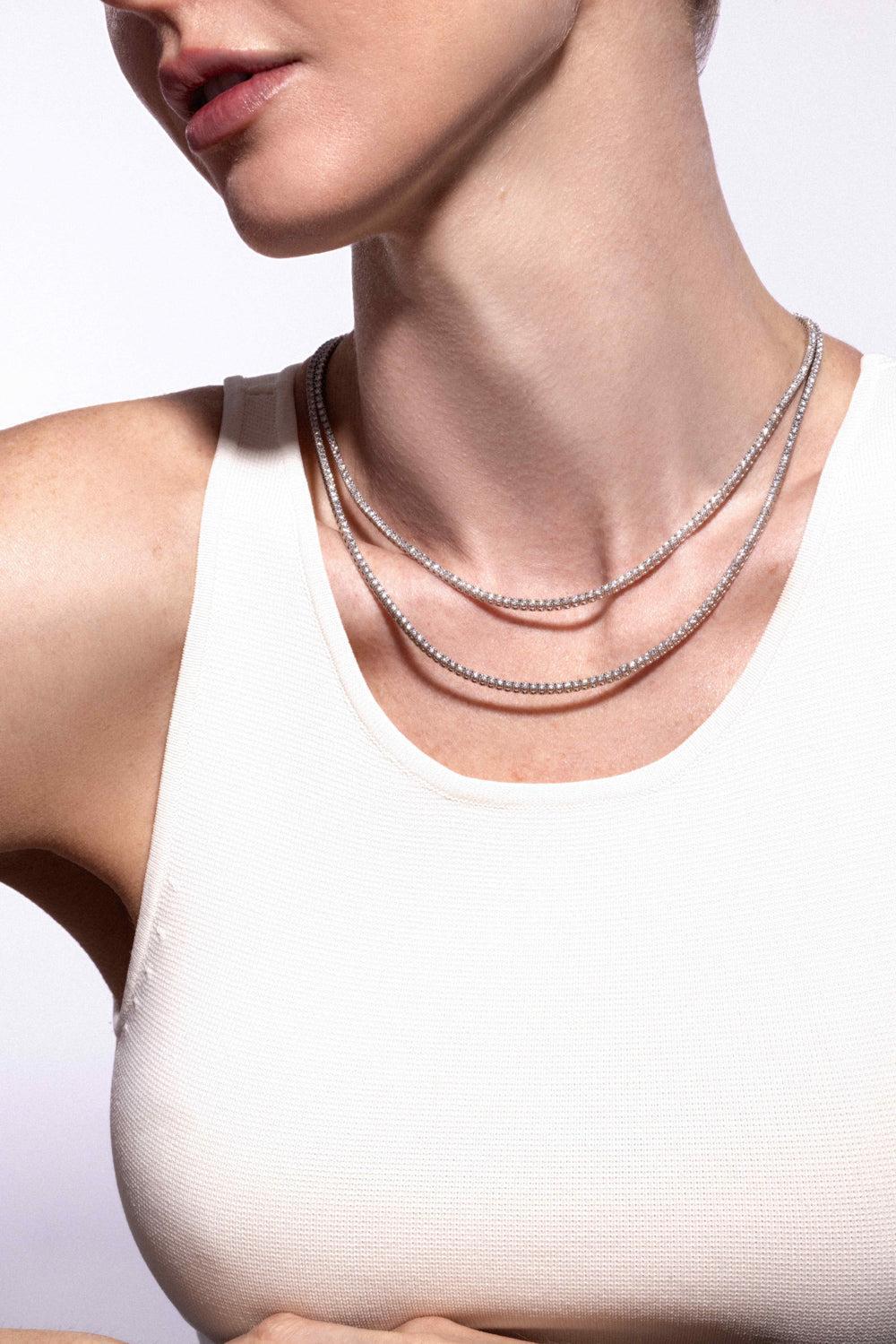 Lab-Grown Diamond Tennis Necklace - 5ct - White-WHITE GOLD-16-JEWELRYFINE JEWELNECKLACE O-WITH LOVE TRAVEL