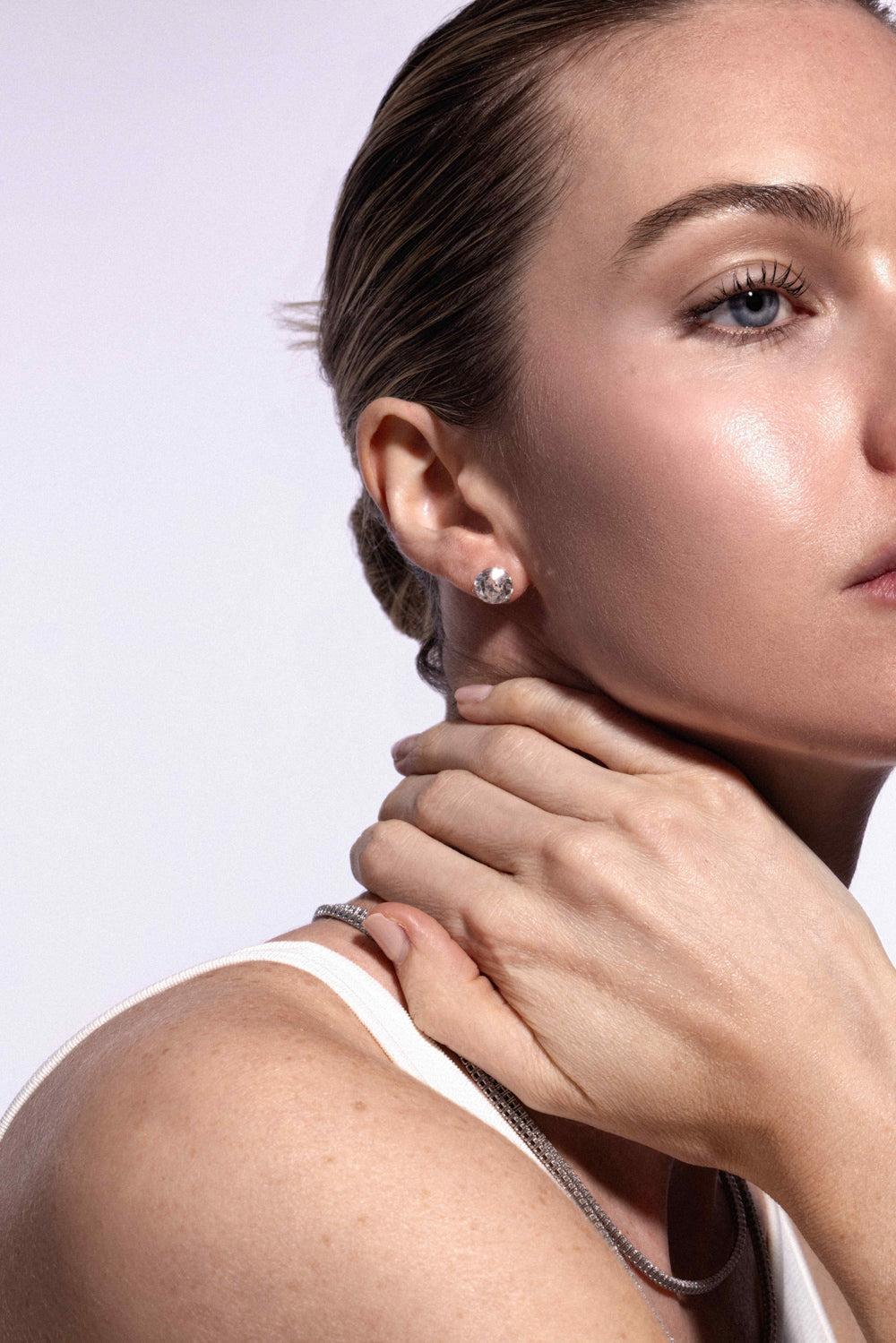 Lab-Grown Diamond Martini Prong Stud Earrings - 4ct - White Gold-WHITE GOLD-JEWELRYFINE JEWELEARRING-WITH LOVE TRAVEL