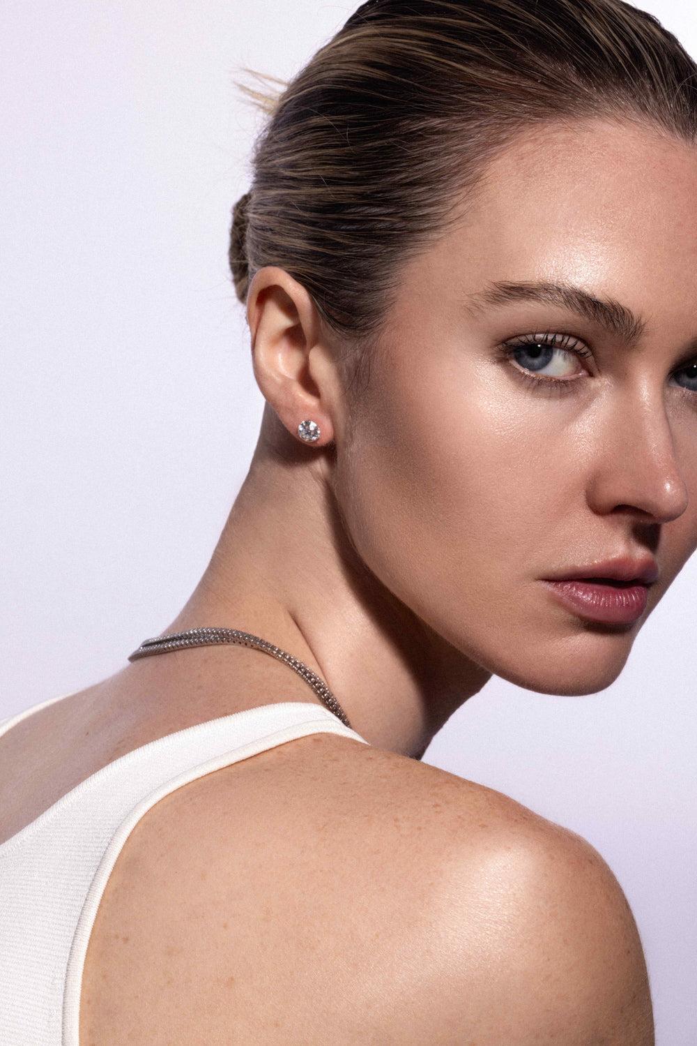 Lab-Grown Diamond Martini Prong Stud Earrings - 3ct - White Gold-WHITE GOLD-JEWELRYFINE JEWELEARRING-WITH LOVE TRAVEL