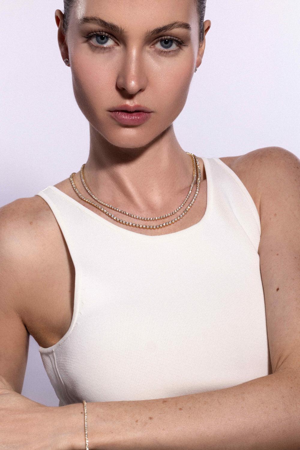 Lab Grown Diamond Bezel Necklace - 8ct - Yellow Gold-YELLOW GOLD-18-JEWELRYFINE JEWELNECKLACE O-WITH LOVE TRAVEL