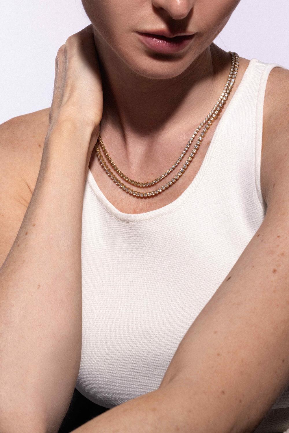 Lab Grown Diamond Bezel Necklace - 8ct - Yellow Gold-YELLOW GOLD-18-JEWELRYFINE JEWELNECKLACE O-WITH LOVE TRAVEL