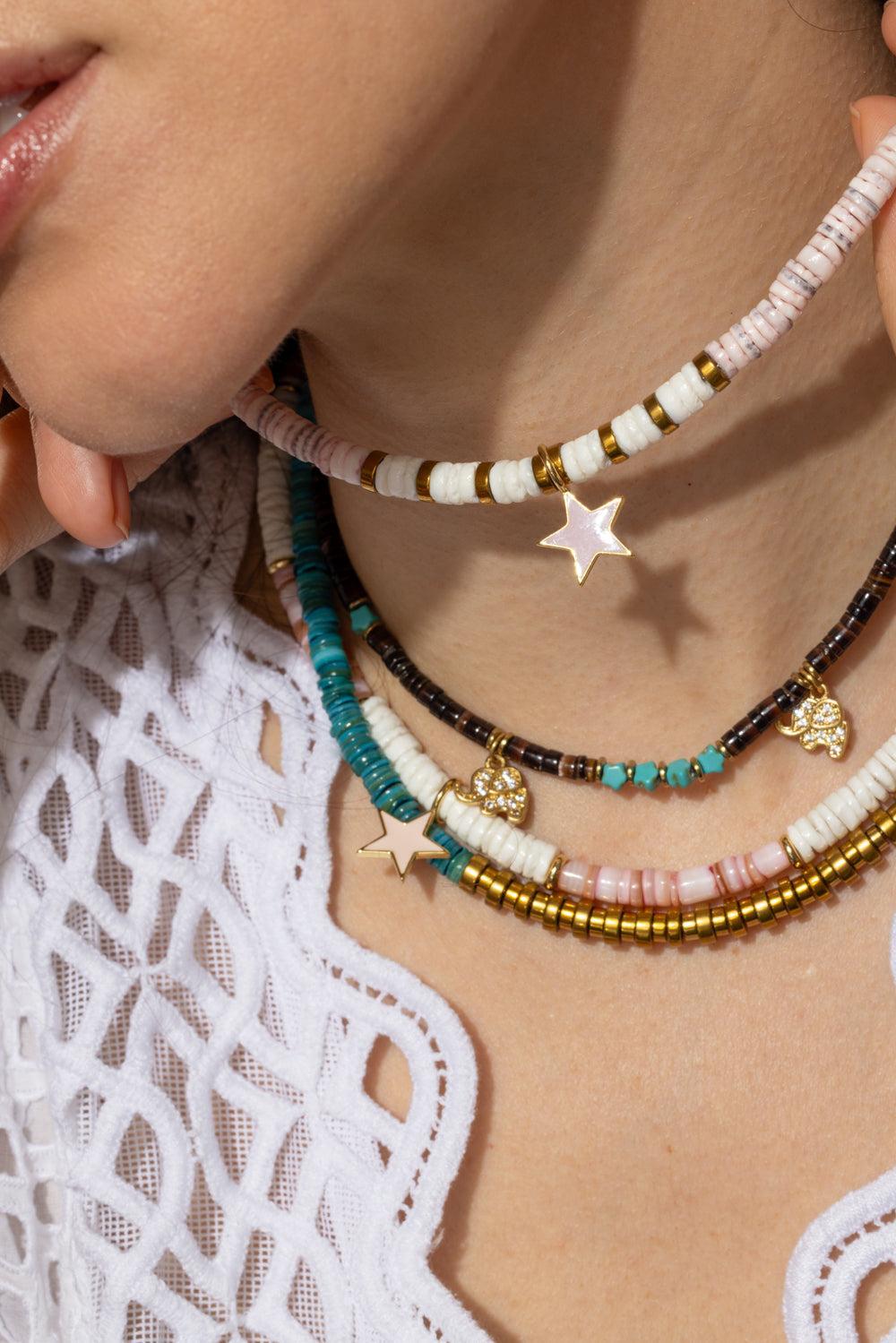 Brown Nano Shell Elephant Necklace-BROWN/BLUE-JEWELRYBOUTIQUENECKLACE O-HIJAS DE PUKA