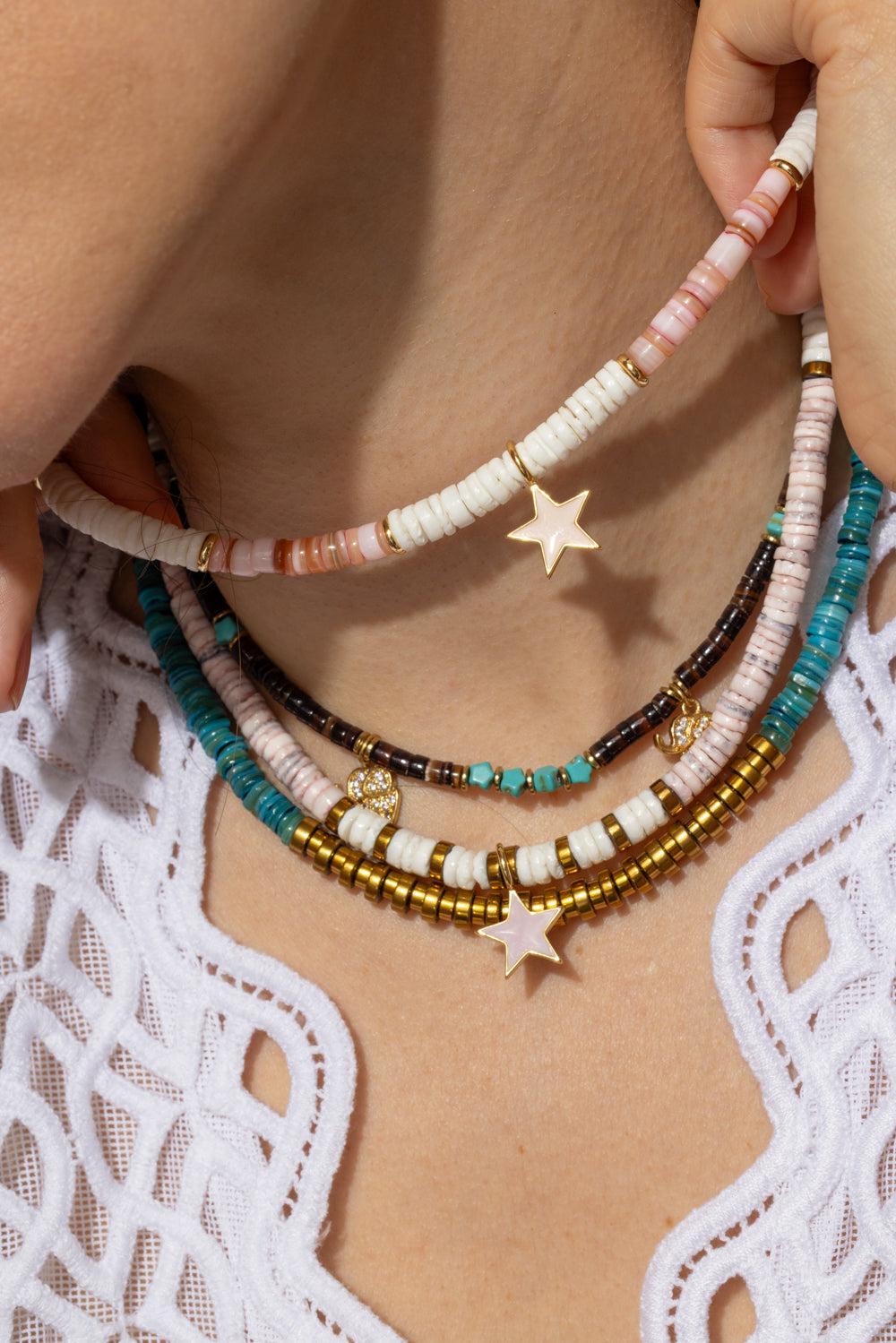 Brown Nano Shell Elephant Necklace-BROWN/BLUE-JEWELRYBOUTIQUENECKLACE O-HIJAS DE PUKA