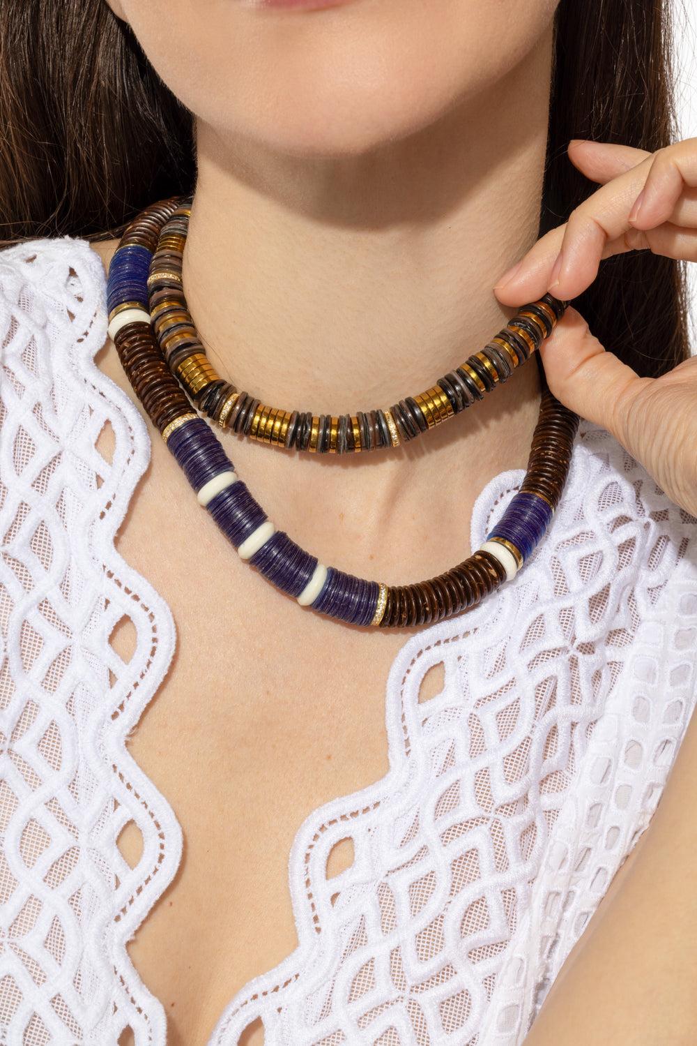 Jaipur Grey Sea Shell Necklace-BROWN-JEWELRYBOUTIQUENECKLACE O-HIJAS DE PUKA
