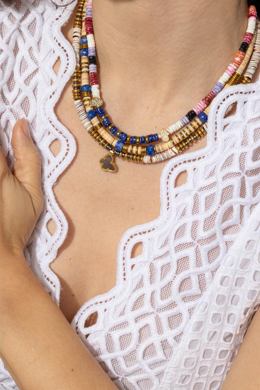Sahara hamsas Necklace-PINK-JEWELRYFINE JEWELNECKLACE O-HIJAS DE PUKA