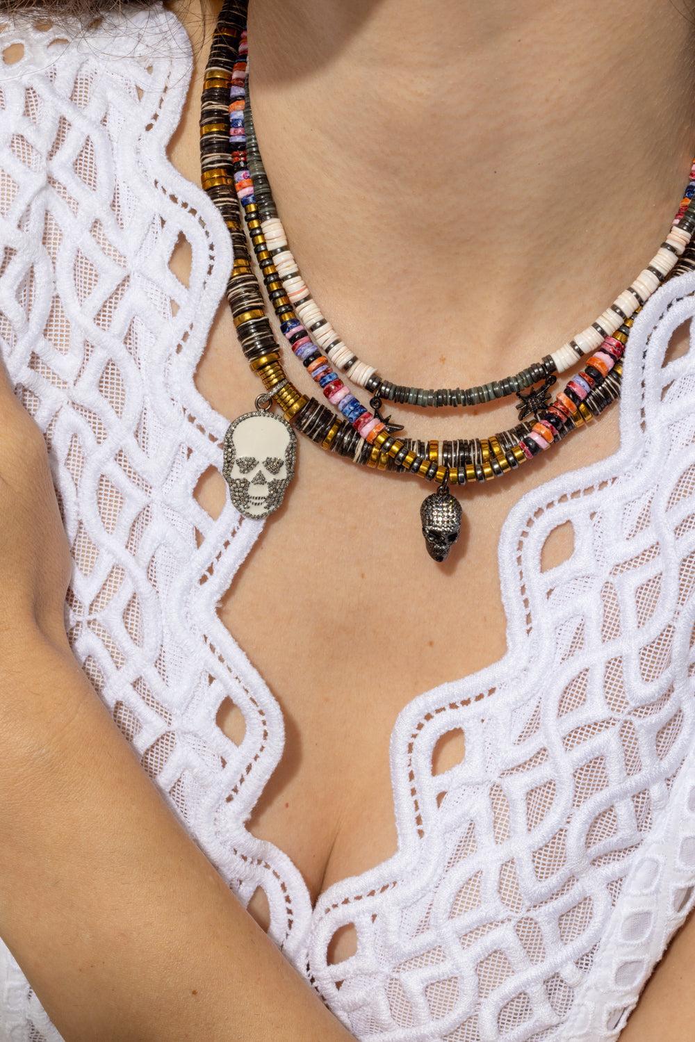 Sahara Black Skull Necklace-PINK-JEWELRYBOUTIQUENECKLACE O-HIJAS DE PUKA